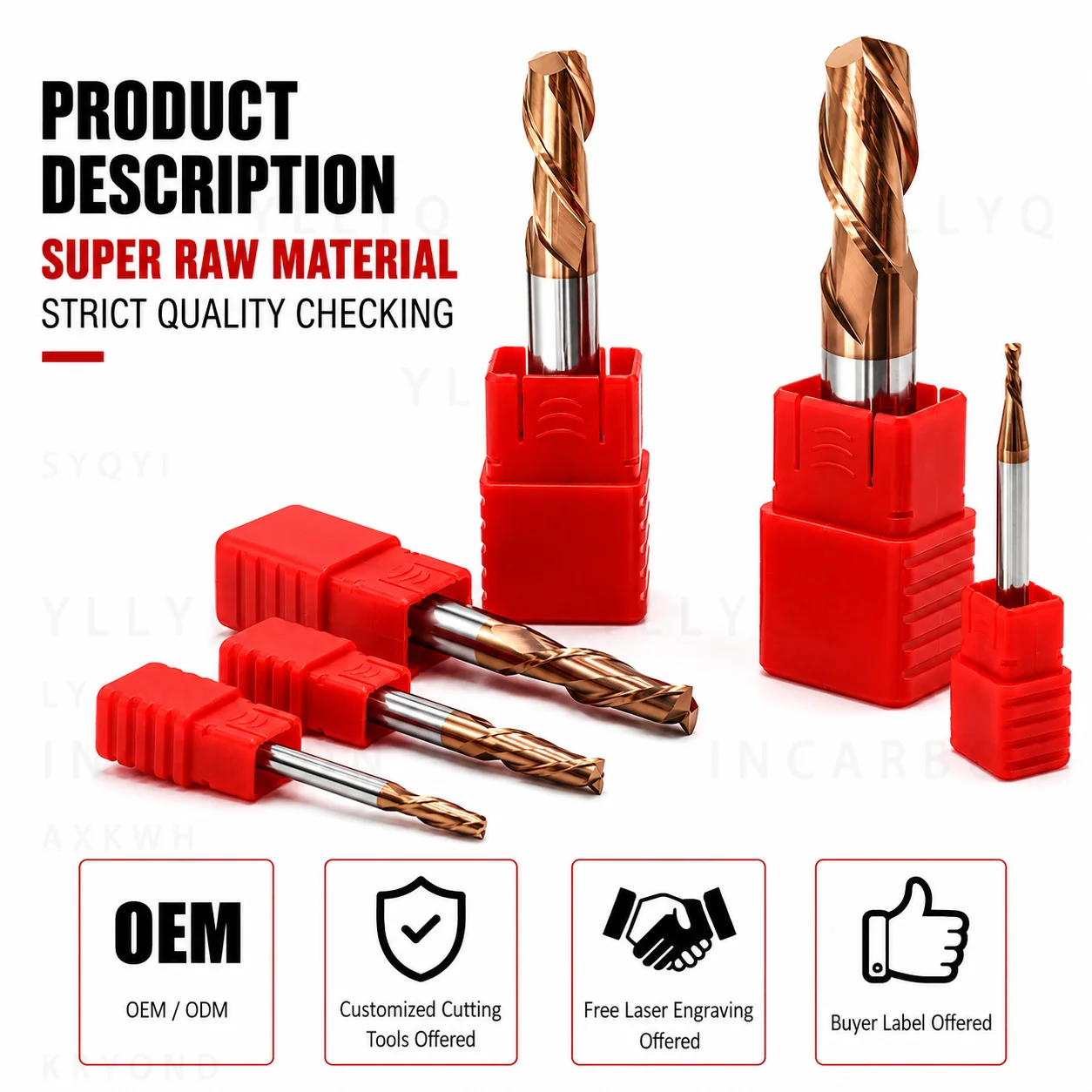 HRC55 2 Flute Carbide End Mill Alloy Coated Tungsten Steel CNC Milling Cutter for Steel Metal High Hardness Machining