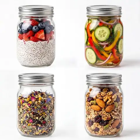 16 oz Clear Glass Mason Jars with Silver Lids for Canning, Food Storage, and DIY Projects (4 Pack)