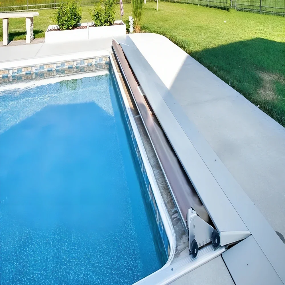 Modern Automatic Retractable PVC Swimming Pool Cover Sliding Open Type for Outdoor Use