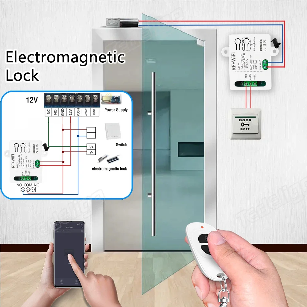 Tuya WiFi Wireless Remote Control Light Switch 5V 12V 24V 48V 1CH/2CH Dry Contact Relay Alexa Google Home Alice for Lamp/Motor