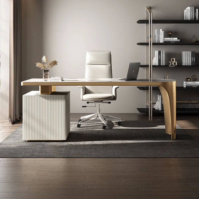 d*-Nordic Creative Sintered Stone Reception Computer Desk Modern Minimalist Workspace Study Desk Luxury Design Office