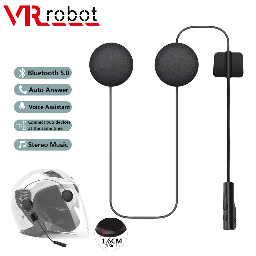 VR robot BT23 Motorcycle Headset Bluetooth 5.0 Helmet Earphone Wireless Stereo Music Player Microphone with Voice Assistant