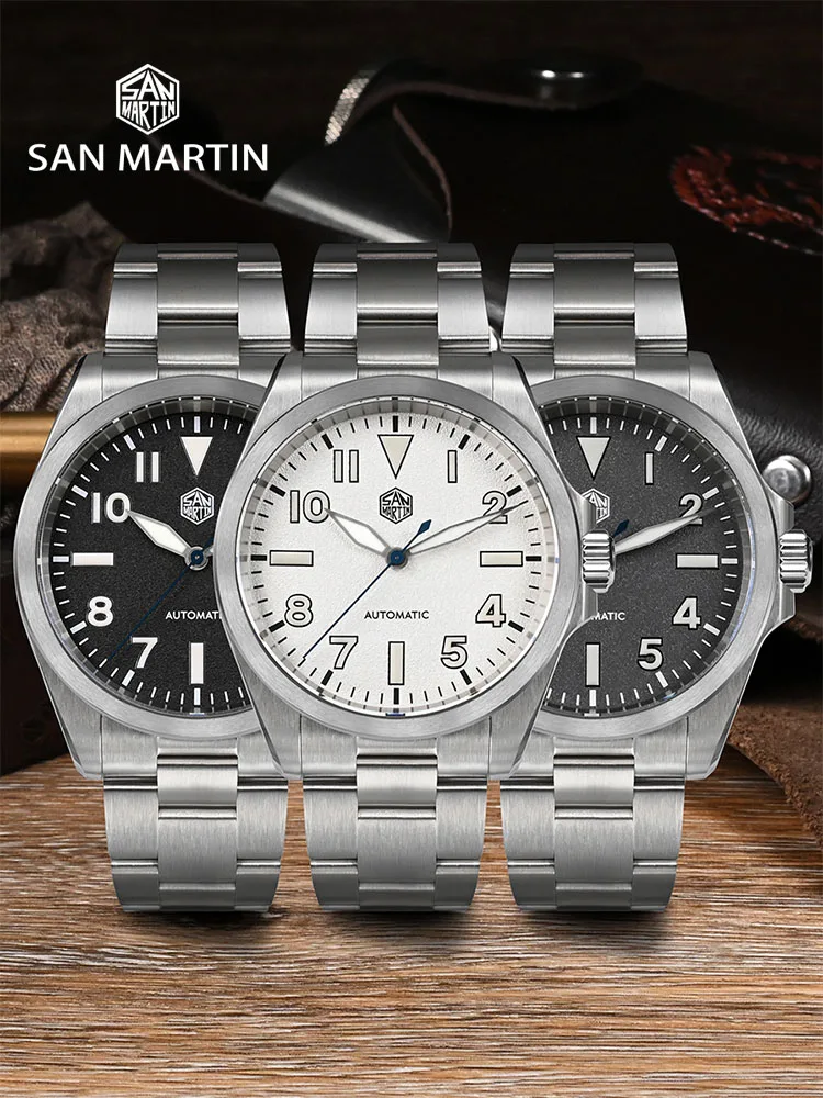 San Martin New 40mm Stainless Steel Men Sport Watch NH35 Automatic Mechanical Wristwatch 100m Waterproof BGW-9 Luminous SN0132