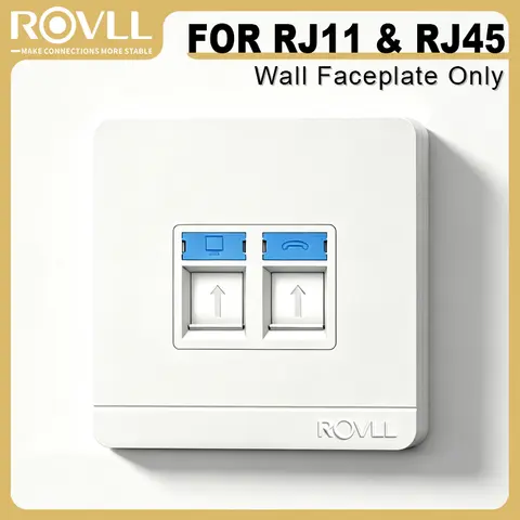 ROVLL RJ45 RJ11 1/2 Port Wall Socket Faceplate Panel for Keystone Jack CAT6 CAT5e CAT5 Ethernet Jack Not Included