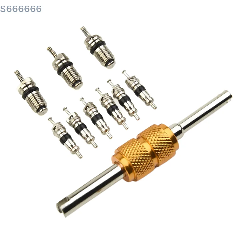 9Pcs R134a Automotive Air Conditioning Valve Core Tool Set with Remover for A/C System Mall/Big Air Conditioning