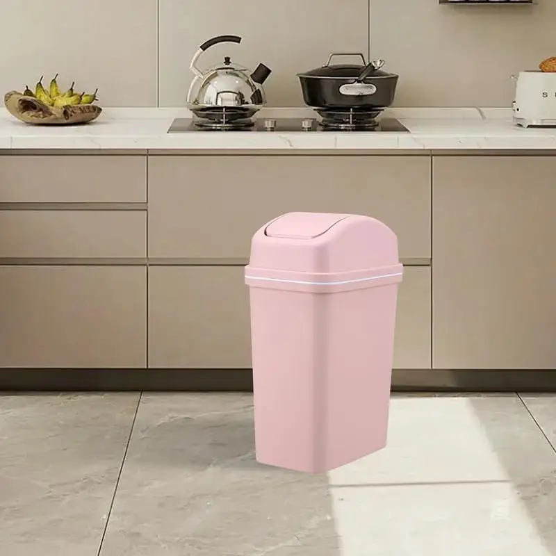 

Swing Top Trash Can 10L Creative Trash Bin Tall Garbage Can Thickened Kitchen Waste Basket Leak-Proof Bathroom Garbage Bin