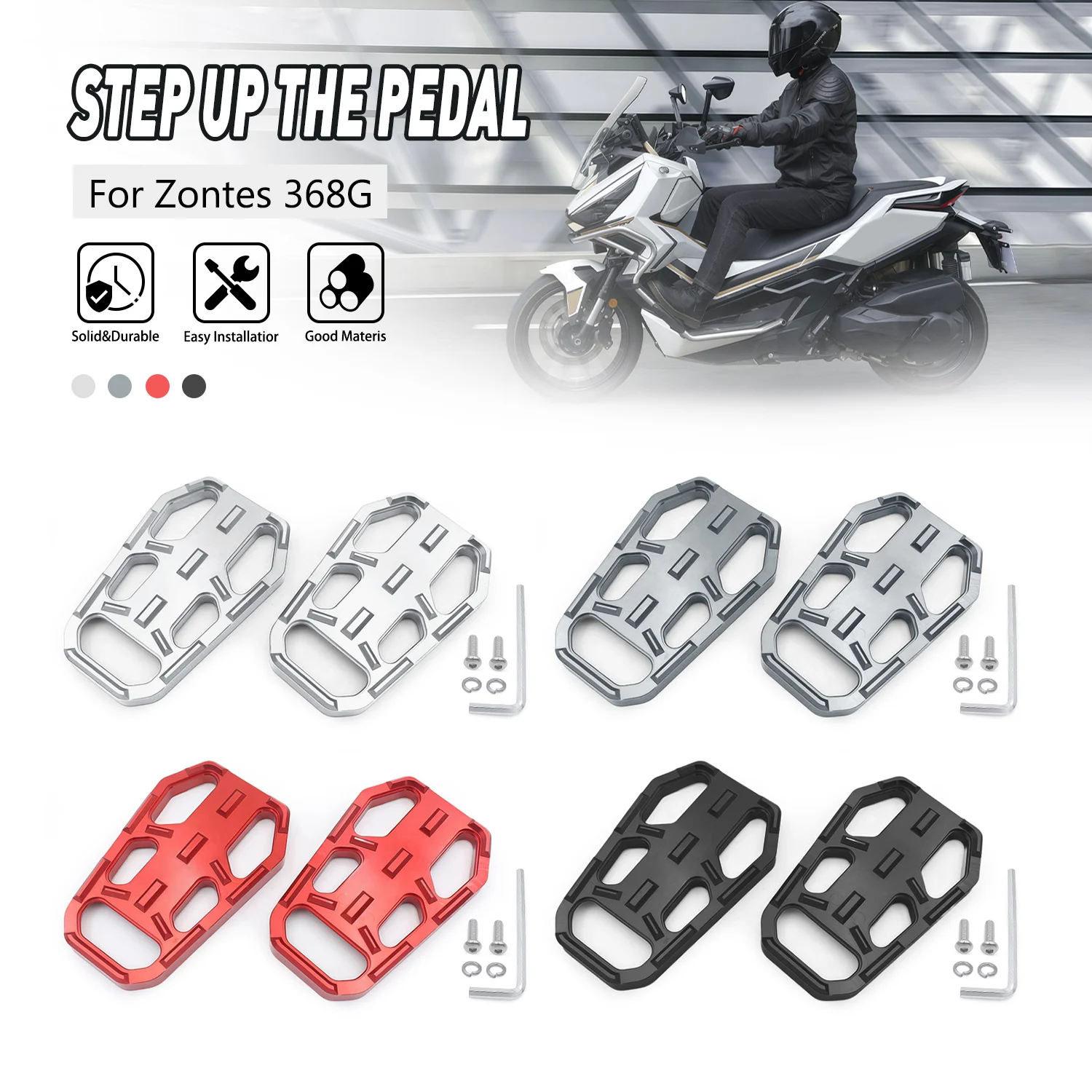

Motorcycle Front Footpegs Anti-Slip Wide Enlarged Foot Pad Footboard Parts For ZONTES 368G 368 G 2024 2025 2026