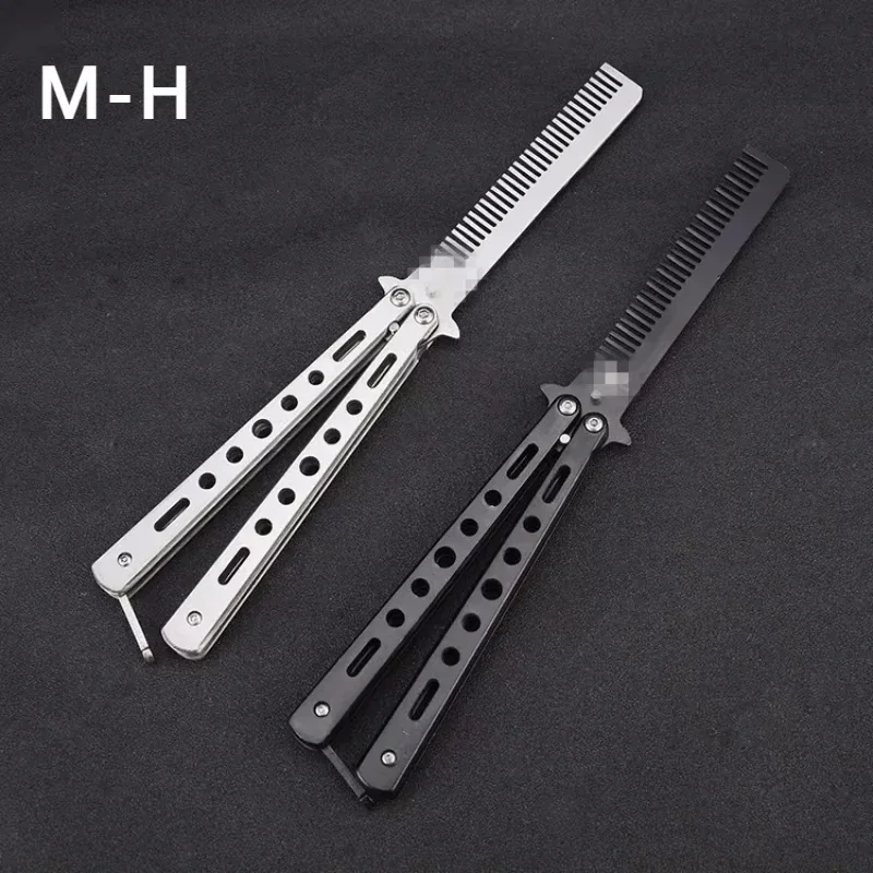

Foldable Comb Stainless Steel Practice Training Butterfly Knife Comb Beard Moustache Brushe Salon Hairdressing Hair Styling Tool