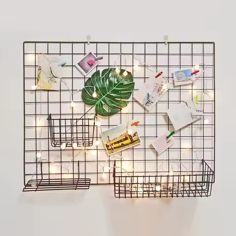 5 Sizes Nordic Metal Mesh Grid Diy Wall Photos Postcards Wall Art Display Mesh Organizer Pictures Photo Frame Shelf Home Decor