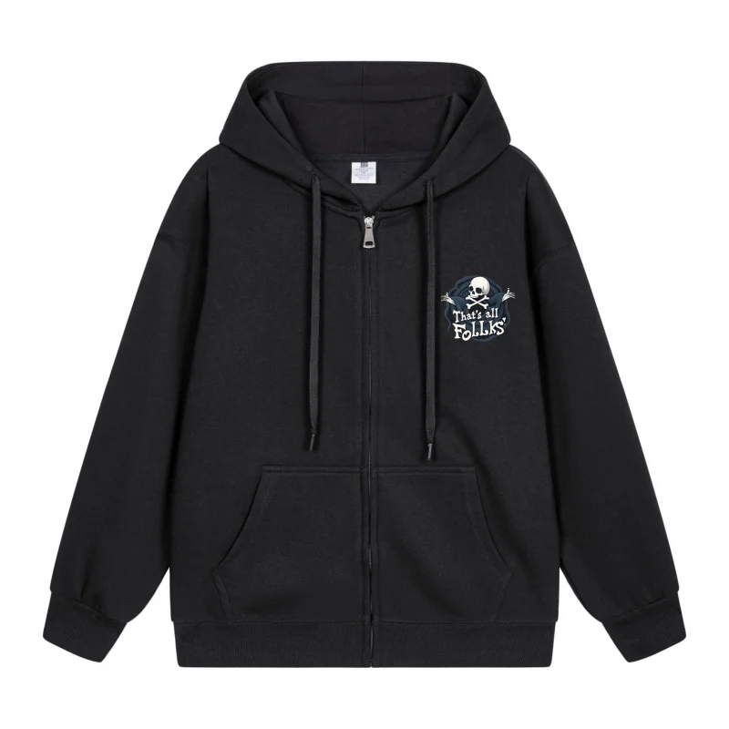 

Men's Zip-Up Hoodie Skull And Crossbones Design Printed 2025 New Style Casual Couples’ Style Casual and Loose
