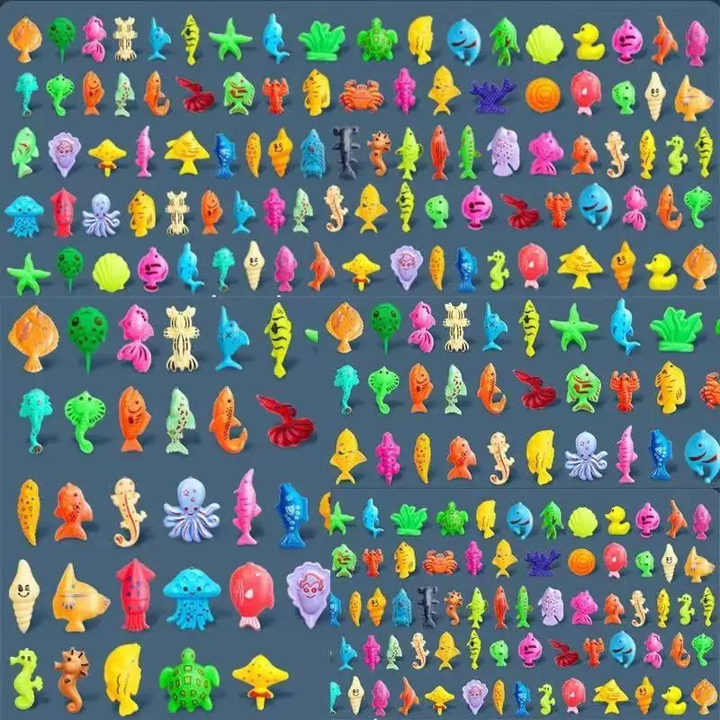 Children's fishing toys magnetic double-sided stall bulk fake fish stall 3D fish puzzle simulation fish fun water fishing game