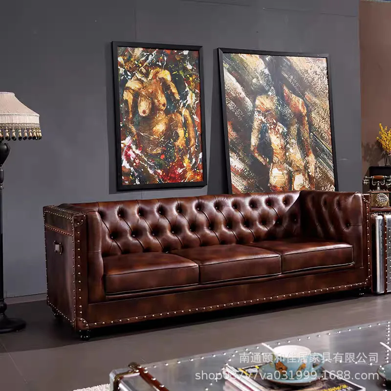CX light luxury buckle box design sofa, retro small apartment living room simple sofa