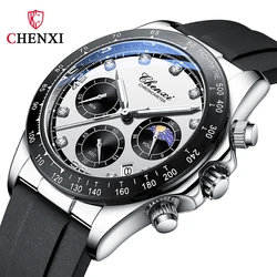 2023 New CHENXI Watches Man Sport Fashion Casual Quartz Wristwatches Waterproof Moon Phase Chronograph Mens Stop Watch Relogios