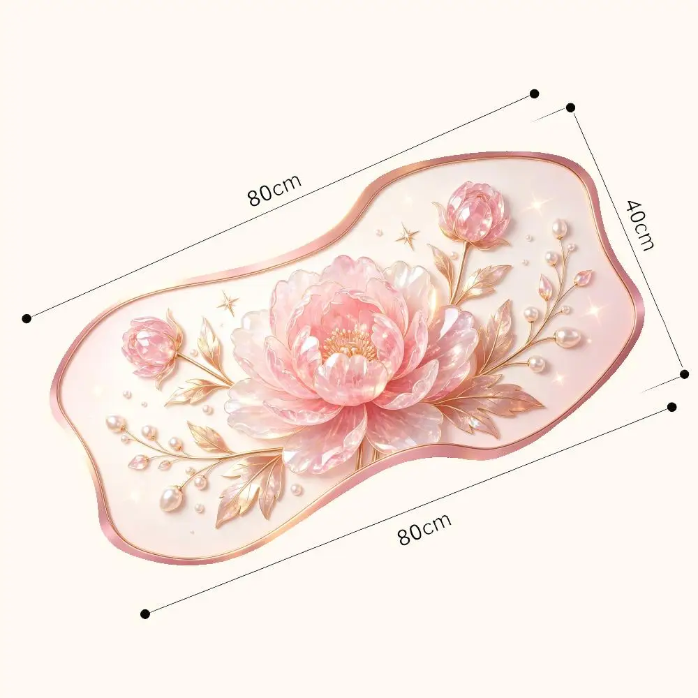 Silver Jewel Floral Mousepad with Thick Rubber Base Smooth Glide Special Shaped Luxury Desk Decorative Office Accessory