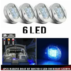 3Inch 6 Led Round Chrome Marine LED Transom Mount Stern Anchor Navigation Light Waterproof Boat Marine Lights 6-2835-SMD 12V DC