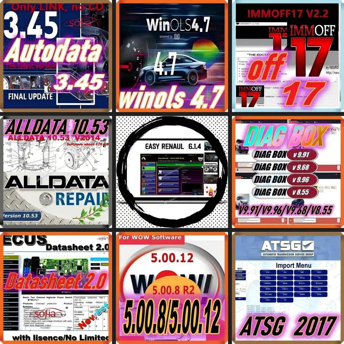 

Инструменты 9 в 1 Autodate+winols4.7+ALLdata+Atsg+Renaul6.1.4+WOW+IMMOFF17++Datasheets2.0+DiagboX/агностика транспортных средств/диагностические инструменты