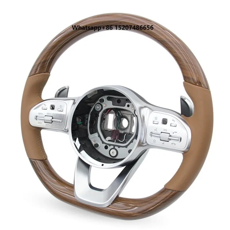 Customized Brown Wood Steering Wheel for   W219, W204, W205, A1, W177,  GLC200 CLS550 E300