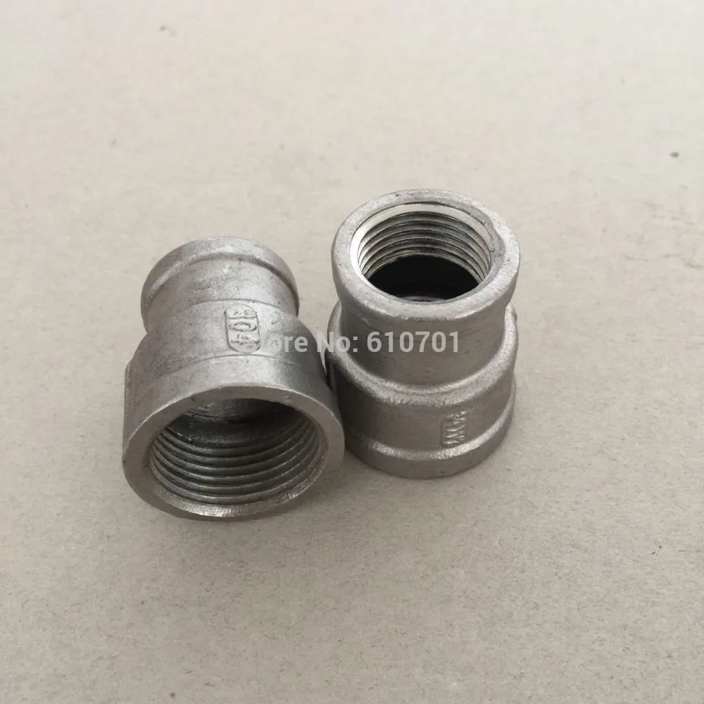 

2pcs Nipple 3/4" x 1/2" BSPT Female Stainless Steel 304 Threaded Reducer Pipe Fitting