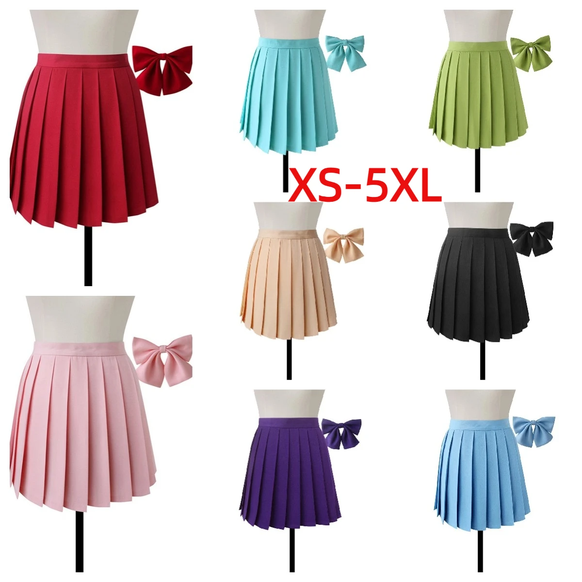 

XS-5XL New Pleated Skirt for Womens Mini Skirts Japanese School High Waist Kawaii Cute Grey Plaid Skirt Uniform Harajuku Jupe