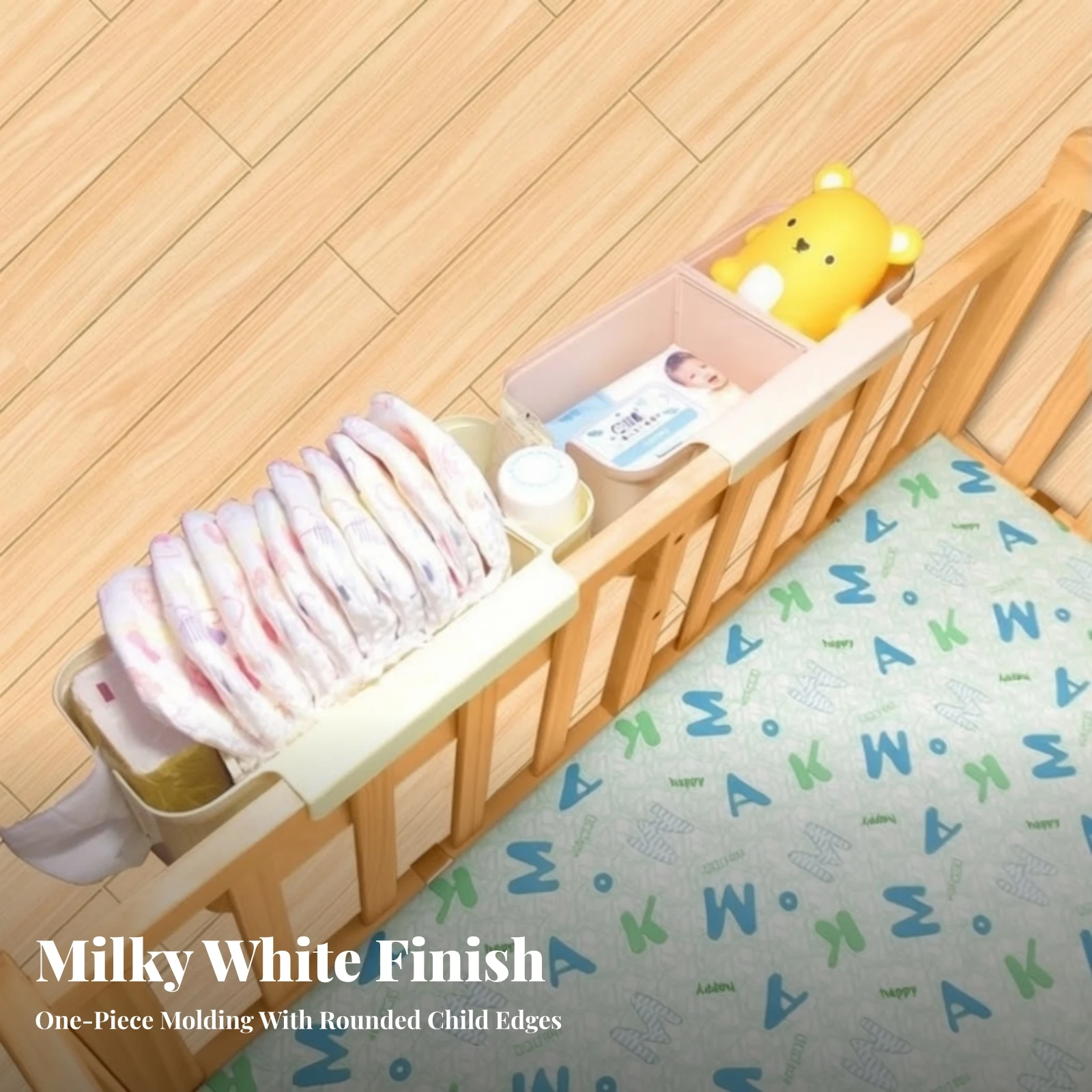 Hanging Bedside Basket Plastic Bedside Organizer with Divider Hanging Crib Organizer Compact Easy to Install for Babies