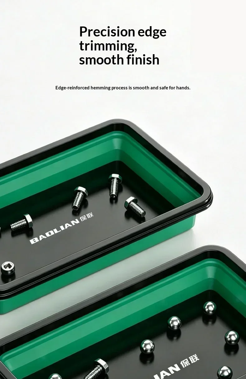 Magnetische Silikon-Aufbewahrungsschale mit Fächern für Schrauben, zusammenklappbare Werkzeugbox aus Kunststoff für Klempner – Detail 7