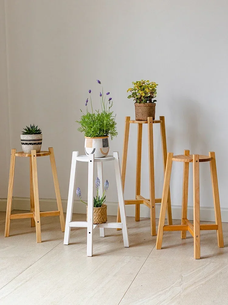 

-Balcony Flower Pot Rack Solid Wood Floor To Floor Multi-layer Chinese Style Wooden Succulent Green Pineapple Flower Rack Liv