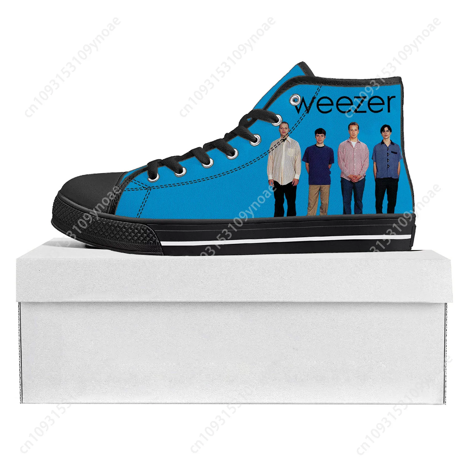 

Weezer Pop Rock Band High Top High Quality Sneakers Mens Womens Teenager Canvas Sneaker Casual Couple Shoes Custom Shoe Black