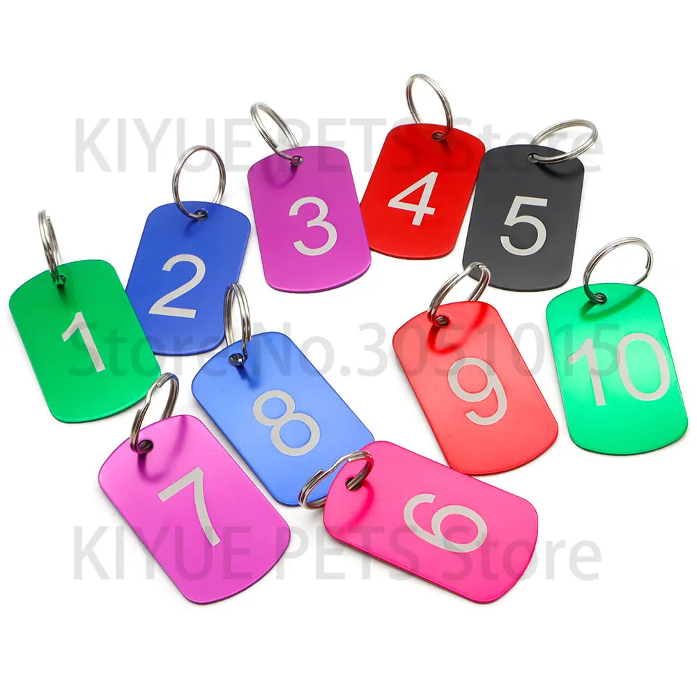 Dog Tag Number 0-200 Keychain Rectangular Aluminum Military ID Tag Name Plate Keyring Pendant Accessories Name Tag