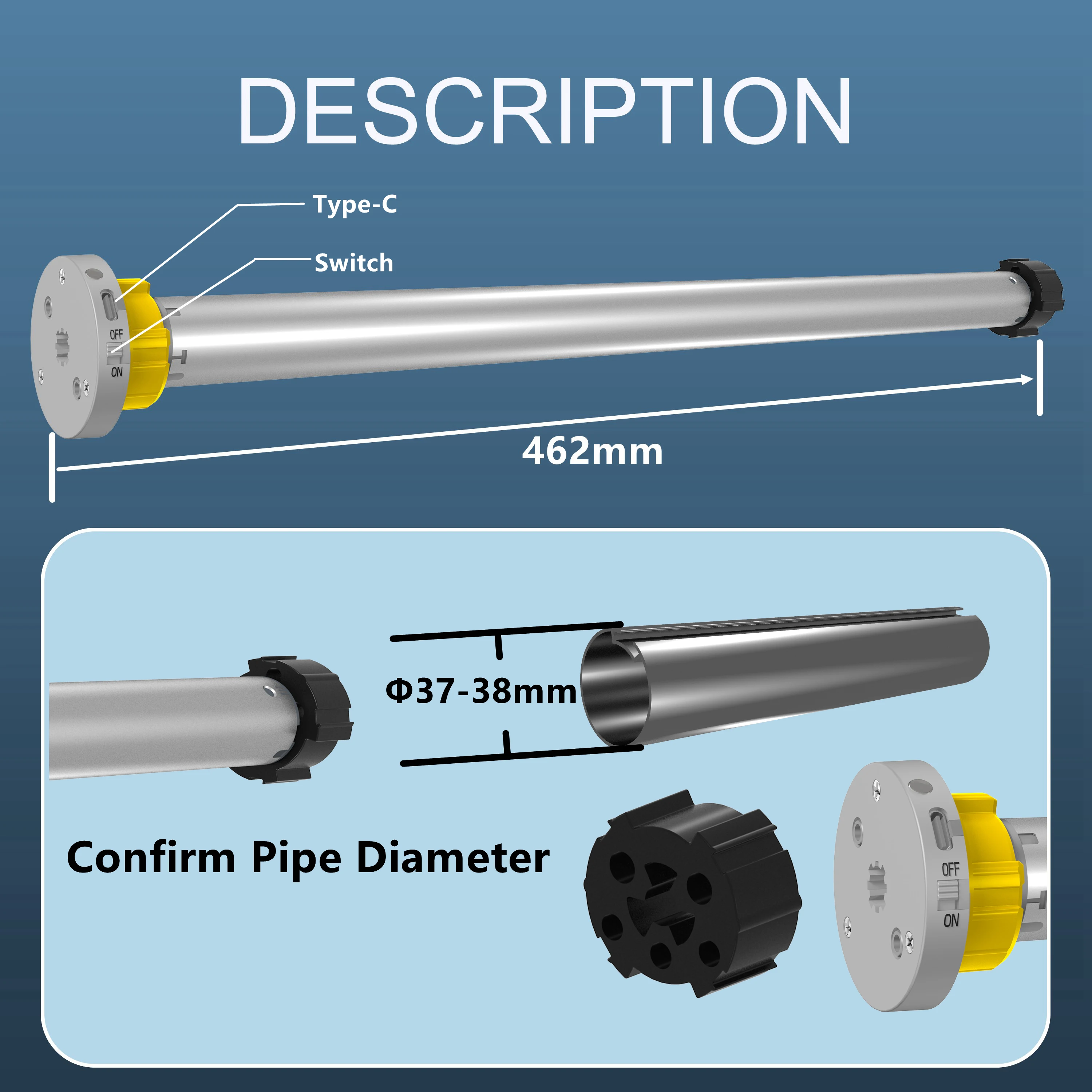 Tuya wifi motor de máscara de rolo para tubo de 38mm com bateria de lítio, sincronismo app rf remoto alexa e google assistente controle