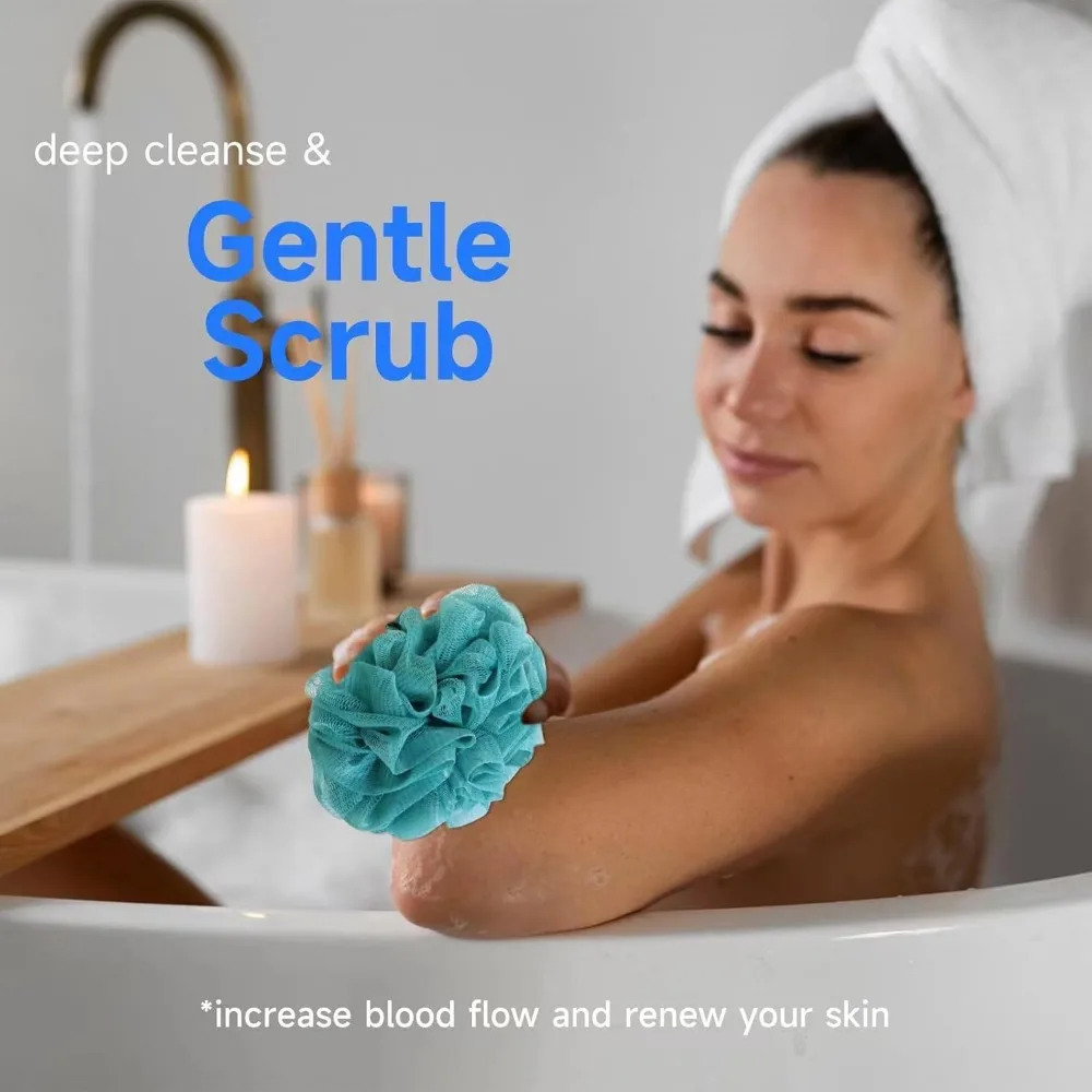 إسفنجة استحمام لوفاه 50 جرام، إسفنجة استحمام للاستحمام، كرة وسادة شبكية مقشرة، 4 ألوان، منظف للجسم، منظف خلفي