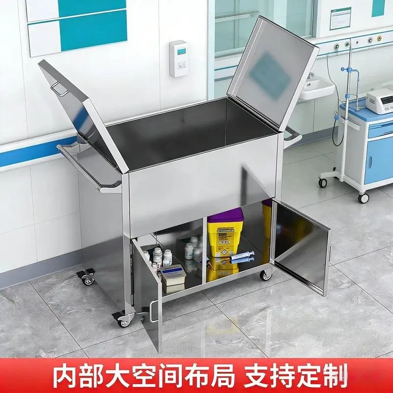 Medical Stainless Steel Waste Transfer Cart Hospital Clinic Sewage Truck Closed Waste Collection Trolley Customizable