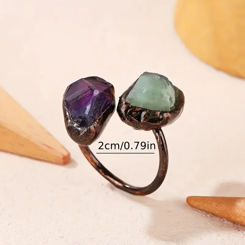 

YEEVAA 1pc Vintage Wrap Ring Inlaid Natural Crystal Perfect Gift For Family Absorb The From Mother Nature