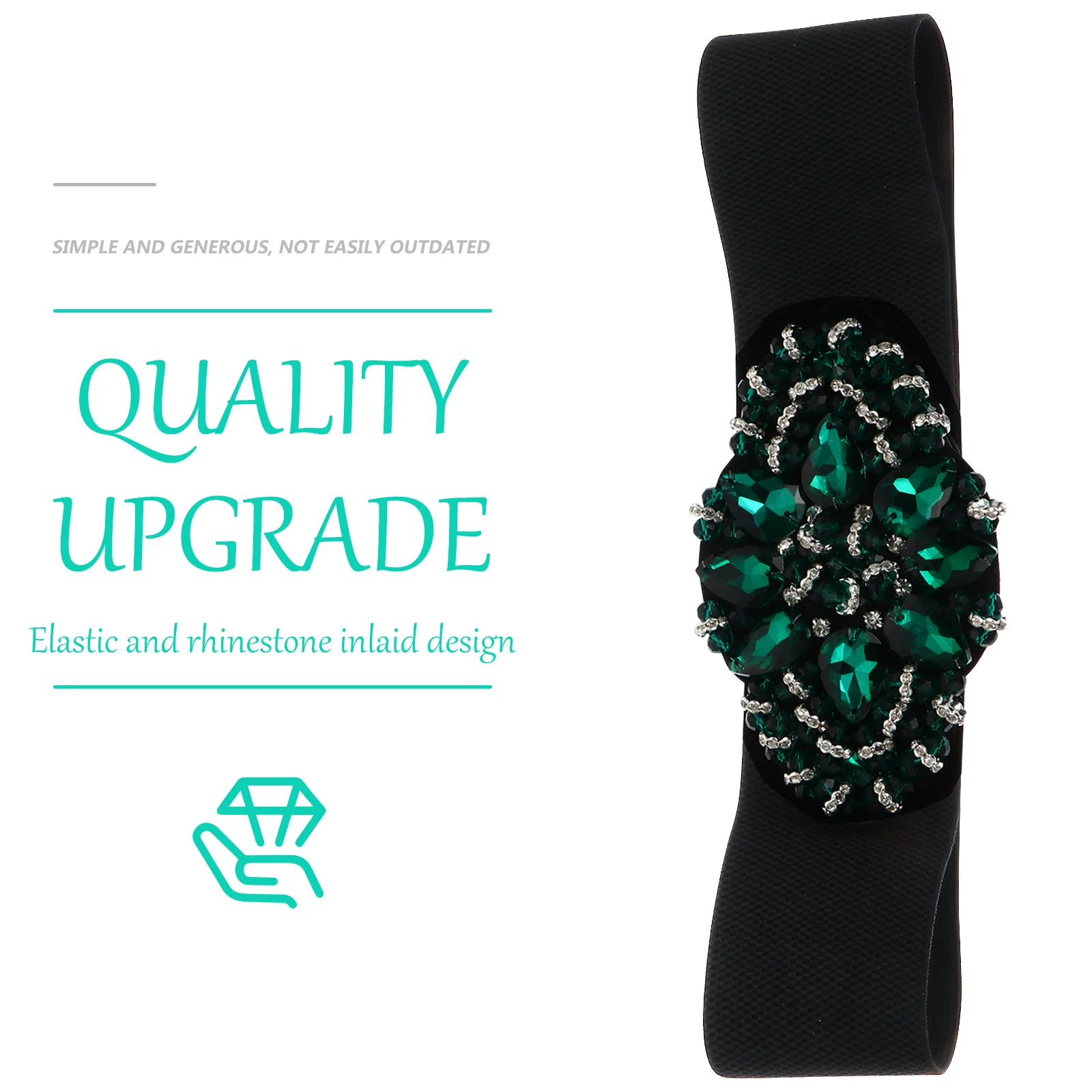 

1pc Elastic Rhinestone Waist Belt For Women Dress Cummerbund Stretchy Waistband Fashion Lady Girdle For Jeans Coats Outfits