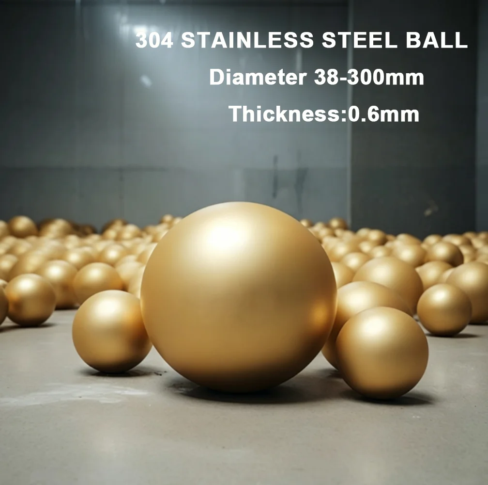 1Pcs Matte Gold Hollow 0.6mm Thickness 304 Stainless Steel Ball Brushed Golden Sphere Diameter 38‑300mm Ornament Ball