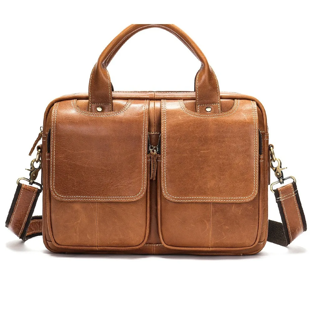 

Hot-selling Men's Leather Fashion Premium Handbag First-layer Cowhide Versatile Simple Briefcase Casual Portable Messenger Bag
