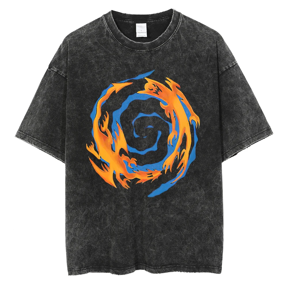 

Men Vintage Black T Shirt Streetwear Japanese Anime Graphic Print T-Shirt Harajuku Tshirt Summer Short Sleeve Cotton Loose Tee