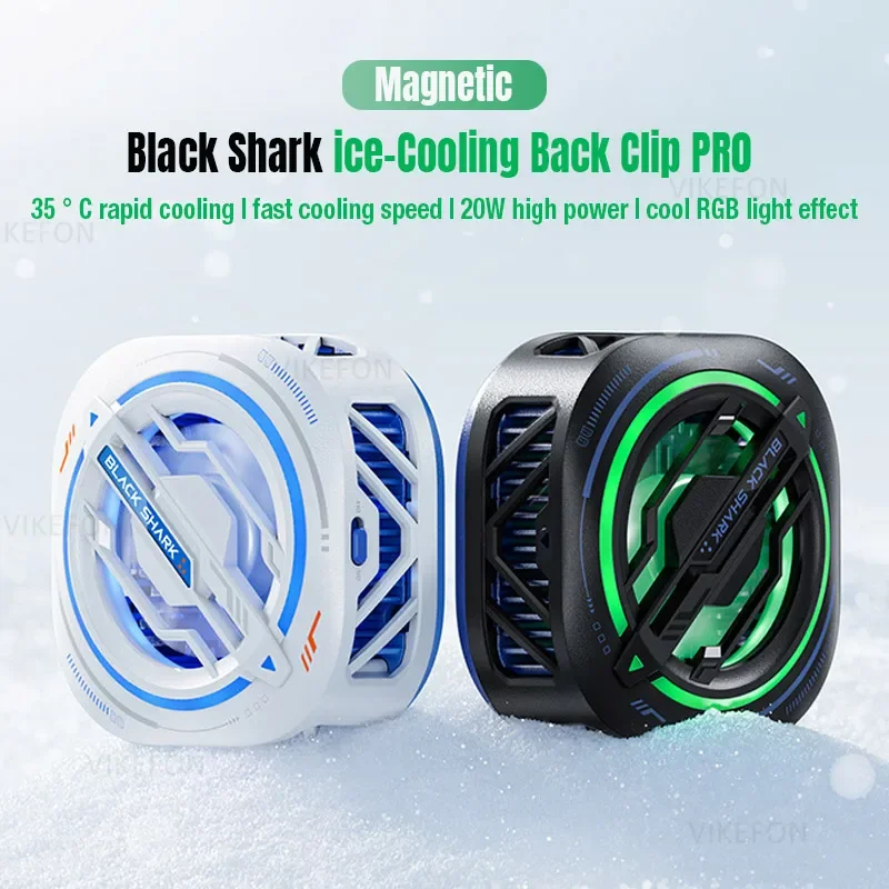 20W Black Shark 3Pro Magnetic Mobile Radiator Intelligent Temperature Control Adjustable RGB Light for iOS Android Cell Cooler