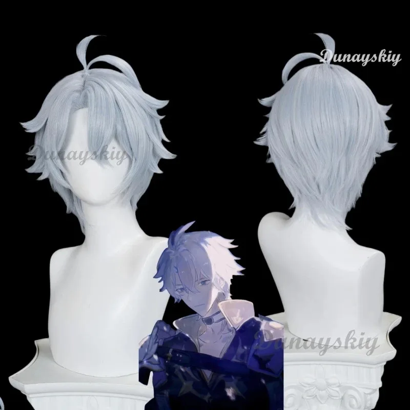 2025 11 Phainon 27 سنتيمتر قصيرة الفضة والأزرق الشعر هونكاي ستار السكك الحديدية لعبة تأثيري الباروكات مقاومة للحرارة شعر مستعار اصطناعي تخصيص