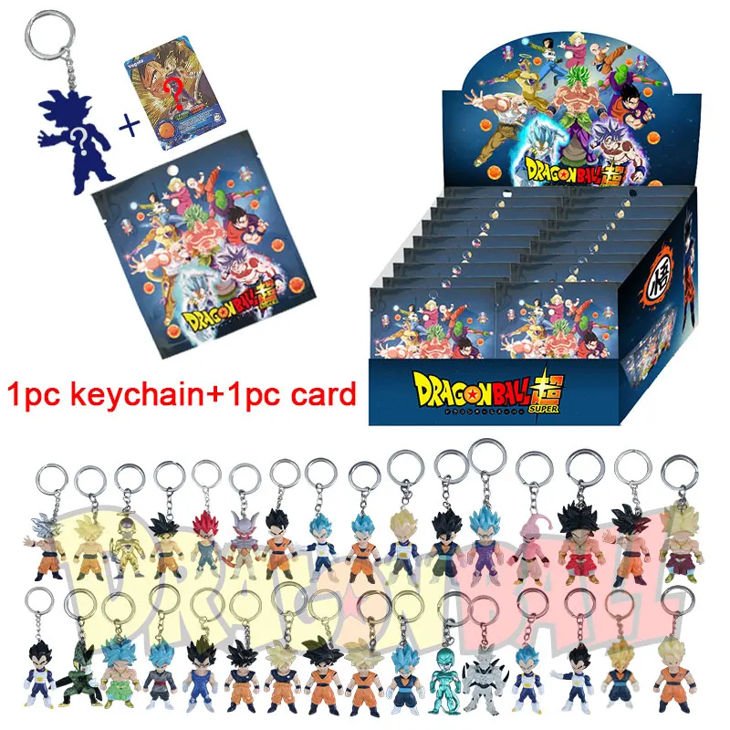 20pcs/box Dragon Ball Mystery box Anime Figure Super Saiyan Goku Vegeta Keychain with Card Blind Box Model Collection Gifts Toys