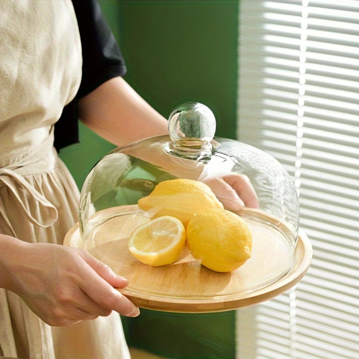 Clear Bread Stand With Glass Lid, Household  Food Dustproof Cover, Dessert Plate, Cake Display Stand, Dessert Severing Tray, For