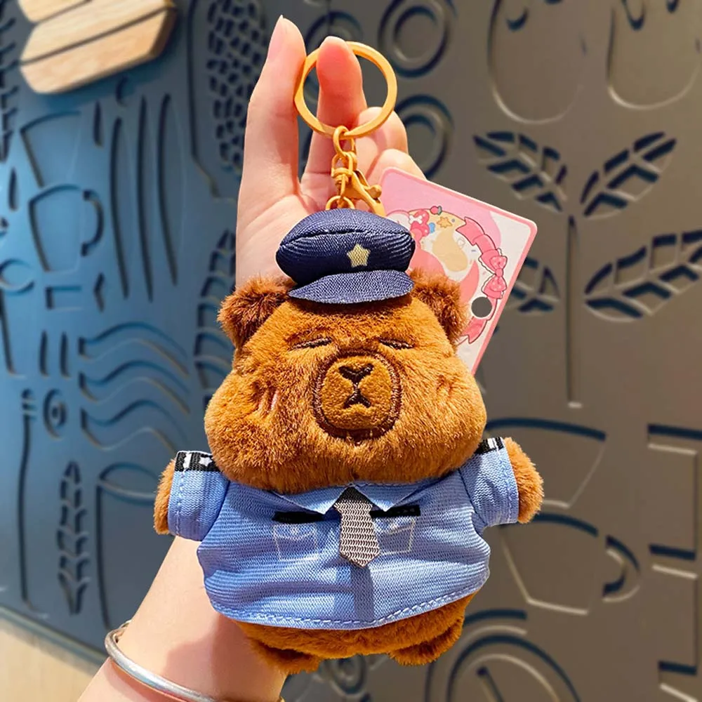 Backpack Decor Capybara Plush Keychain Capybara Police/Chef/Firefighter Capybara Plush Pendant Fluffy Soft Stuffed