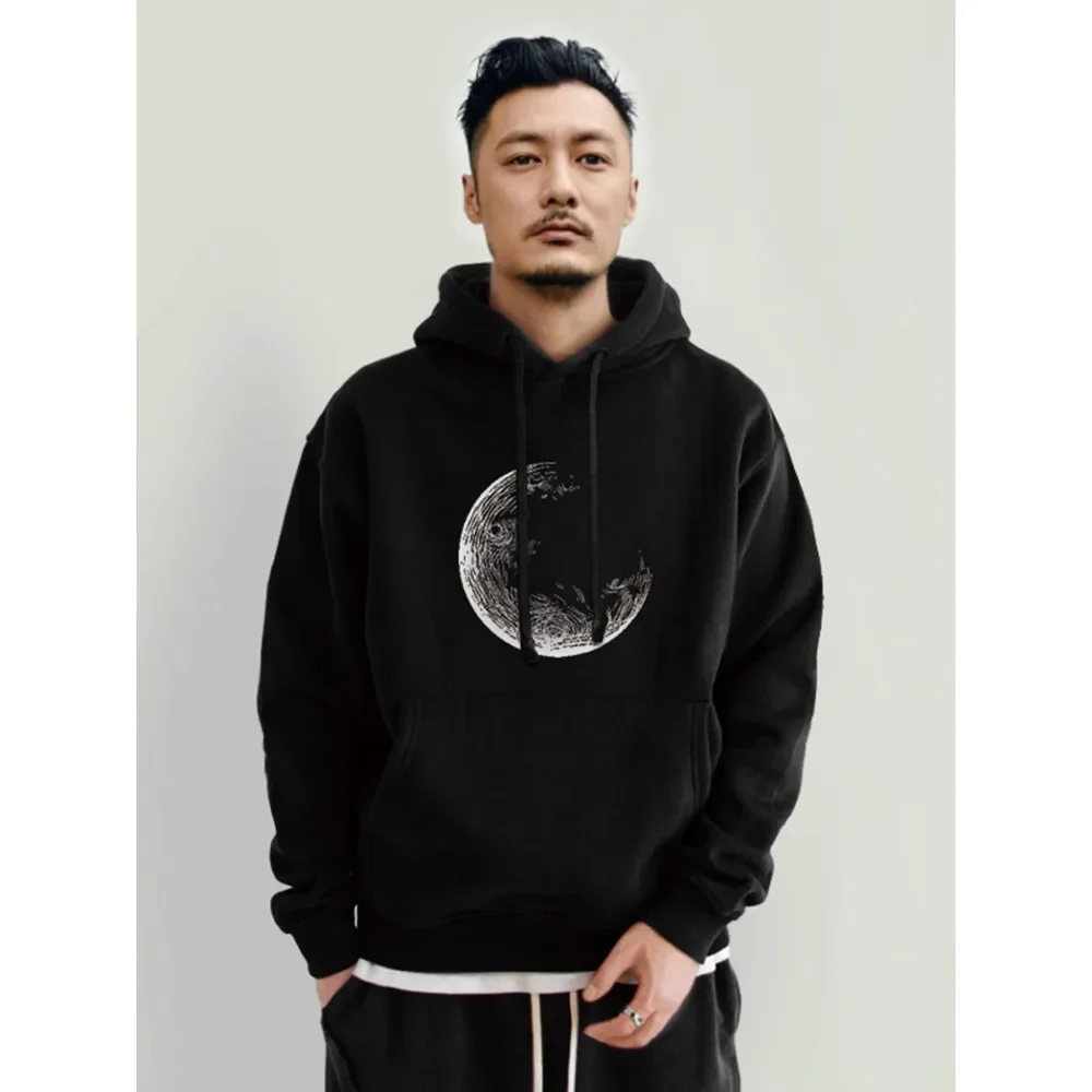 

2024 Tide Brand Senior Sense Crewneck Hoodie Men's European Spring and Autumn Pure Cotton High-end Light Luxury Hoodie Coat