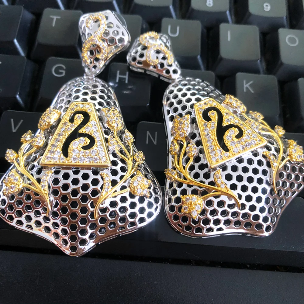 

Missvikki New Hot Luxury Parure Bijoux Femme High Quality Shiny Skeleton Pendant Dangle Earrings For Women Daily Party Show