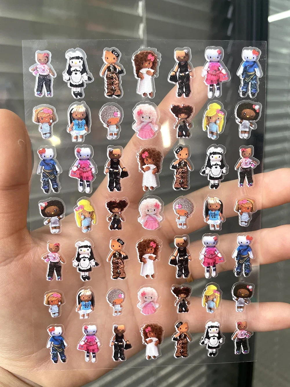 

Sanriod Y2K Spicy Girl Hellokitty Nail Art Sticker Ultra-Thin Self-Adhesive Slider American Retro Cute Animal Diy Nail Sticker