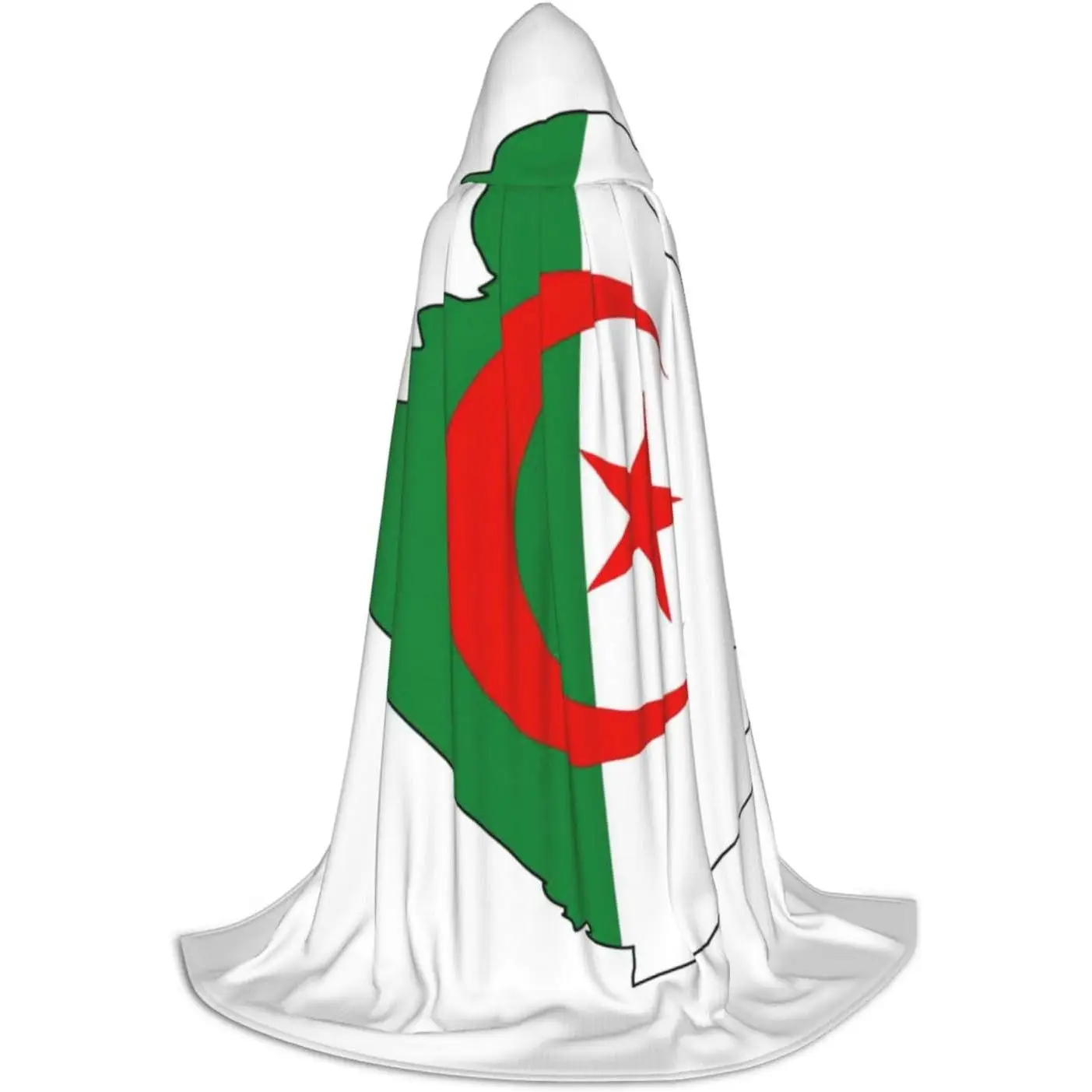 

Flag Map print Wizard Hooded Robe Medieval Cape Renaissance Cloak for Men Women Halloween Costume