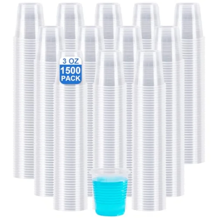 

1500 Pack 3 oz Clear Plastic Cups Disposable Bathroom Mouthwash Cups Small Plastic Drinking Cup for Ice Tea Tasting Party Picni