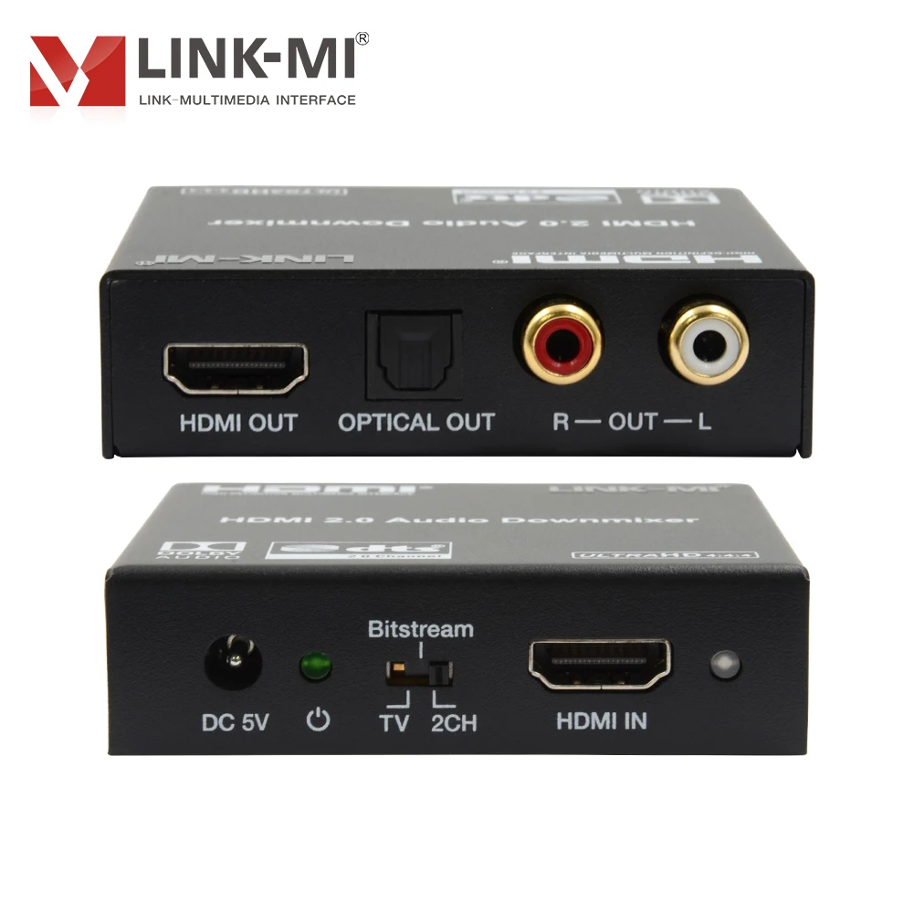 Аудиоэкстрактор HDMI 18 Гбит/с 4K при 60 Гц с аудио Downmix Источник HDMI для цифровых оптических/аналогового стерео Аудиовыходы L/R HDMI Audio