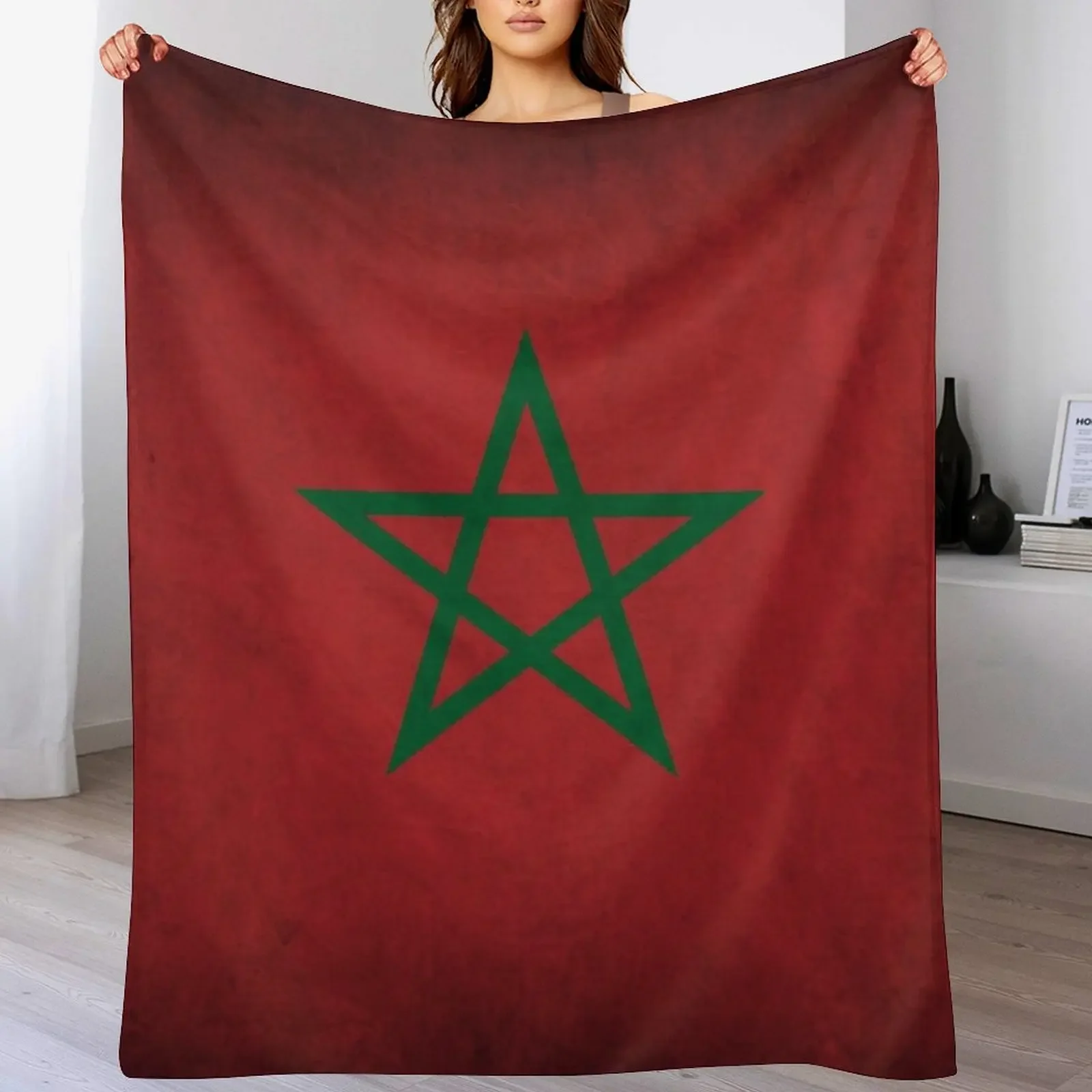 

Grunge Vintage Morocco flag Throw Blanket Heavy Beach Baby Cute Plaid Blankets