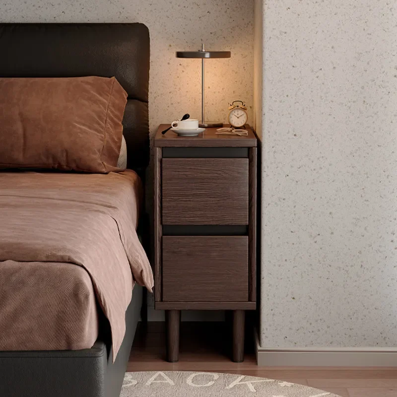 for Solid Wood Narrow Side Bedside Table Bedroom Extremely Narrow Bedside Table Simple Modern Wall Storage Cabinet Small