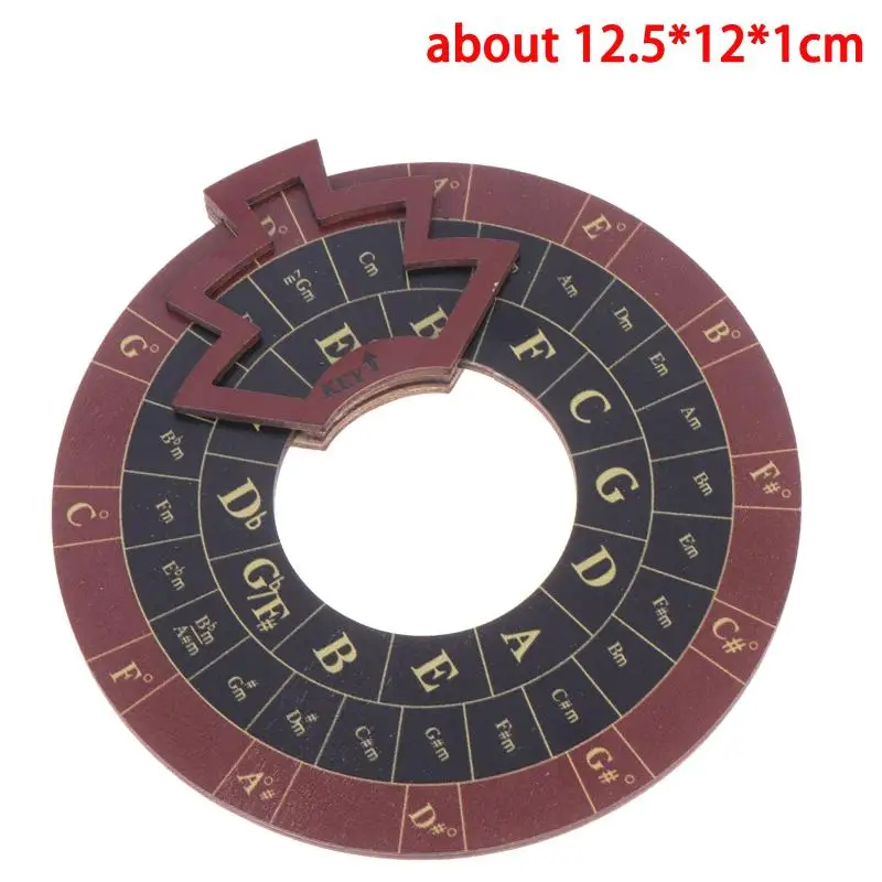 Wooden Chord Tool Circle Of Fifths Wheel Chord Musical Instrument Learning Tool Rotating Disc For Musician Beginner Songwriter view 6